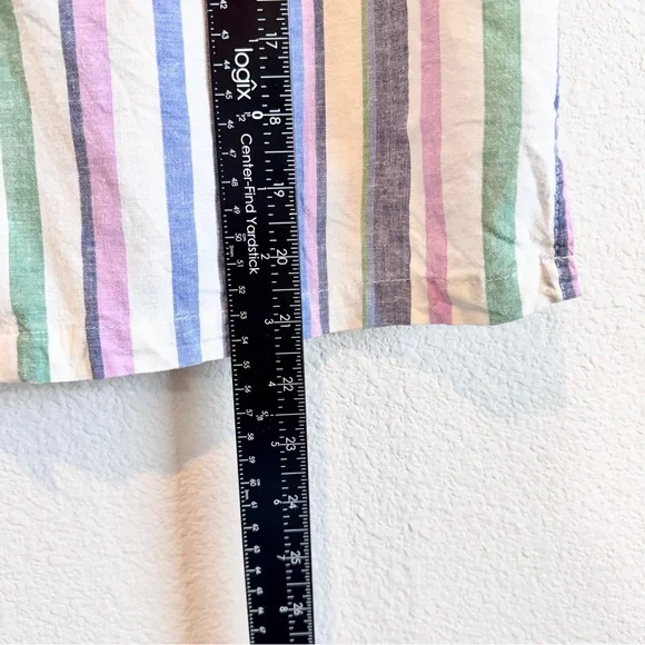 Marine Layer Lucy Resort Shirt Coastal Stripe Hemp Pastel Camp Beachy Travel XS - Picture 8 of 10